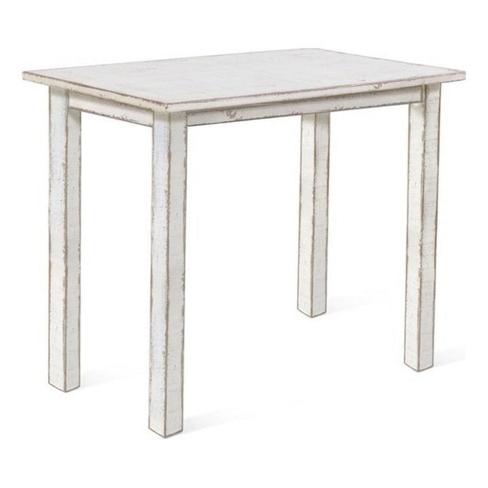 Rena Counter Table, 48" Rustic Rectangular White Sand Mahogany Wood