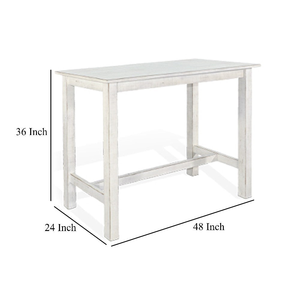 Rena Counter Table 48’’ Rustic Rectangular White Sand Mahogany Wood BM325408