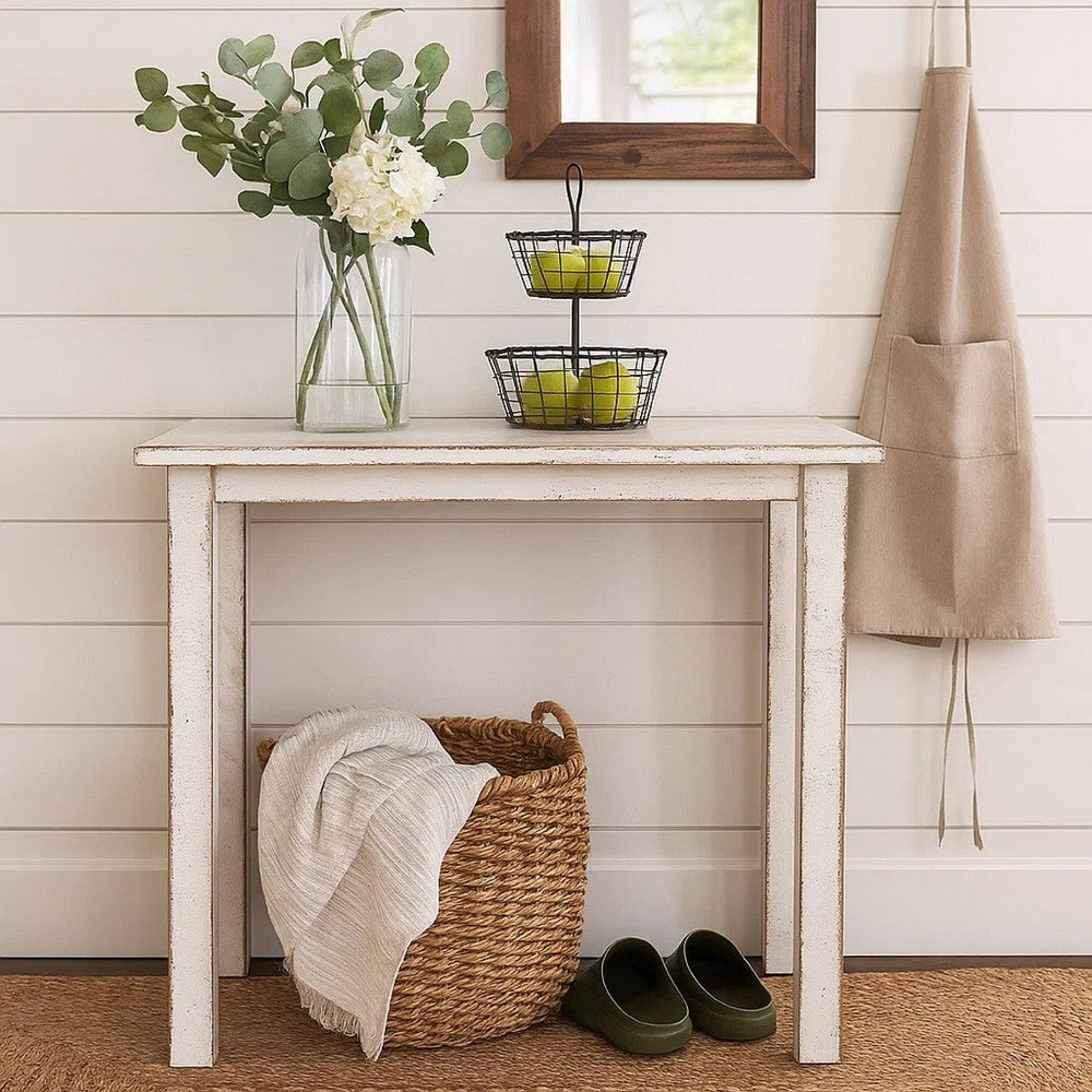 Rena Counter Table, 48" Rustic Rectangular White Sand Mahogany Wood