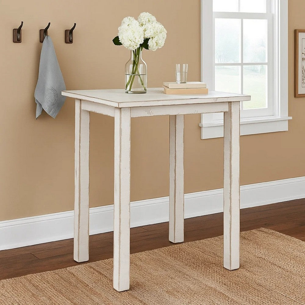 Rena Counter Table, 48" Rustic Rectangular White Sand Mahogany Wood