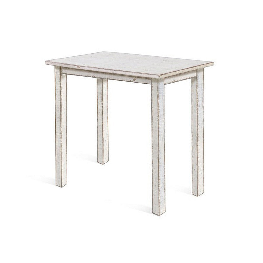 Rena Bar Height Table 48’’ Rustic Rectangular White Sand Mahogany Wood BM325409