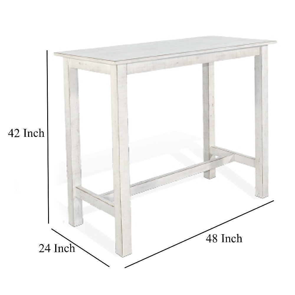 Rena Bar Height Table 48’’ Rustic Rectangular White Sand Mahogany Wood BM325409