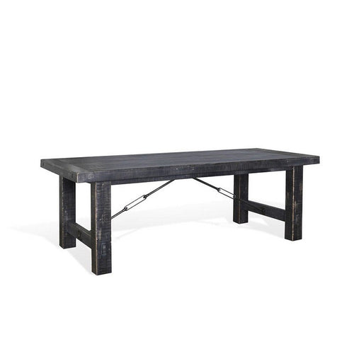 Rena Dining Table, 2 Extension Leaves, 86-122" Rustic Black Mahogany