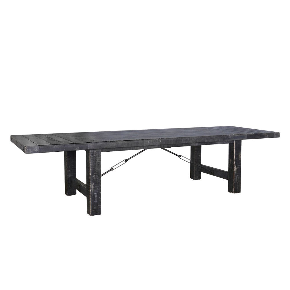 Rena Dining Table 2 Extension Leaves 86-122’’ Rustic Black Mahogany BM325410