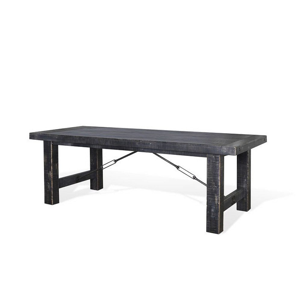 Rena Dining Table 2 Extension Leaves 86-122’’ Rustic Black Mahogany BM325410