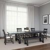 Rena Dining Table, 2 Extension Leaves, 86-122" Rustic Black Mahogany