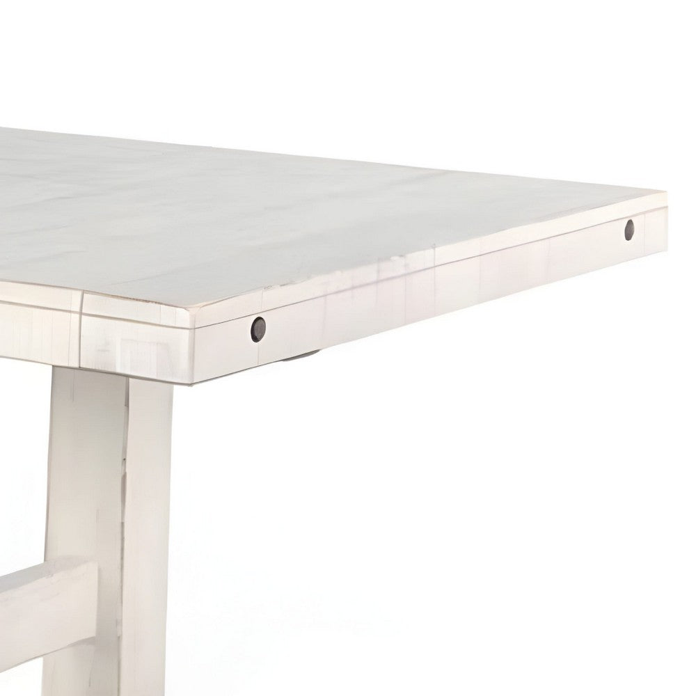 Rena Dining Table, 2 Extension Leaf, 86-122" Rustic White Mahogany