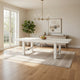 Rena Dining Table, 2 Extension Leaf, 86-122" Rustic White Mahogany