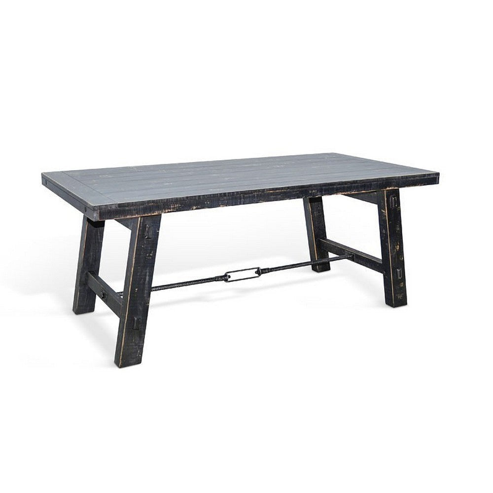 Rena Dining Table with Turnbuckles, 74" Black Sand Mahogany Wood