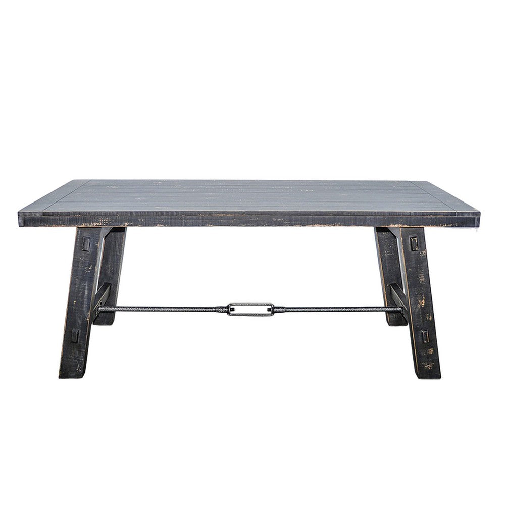 Rena Dining Table with Turnbuckles, 74" Black Sand Mahogany Wood