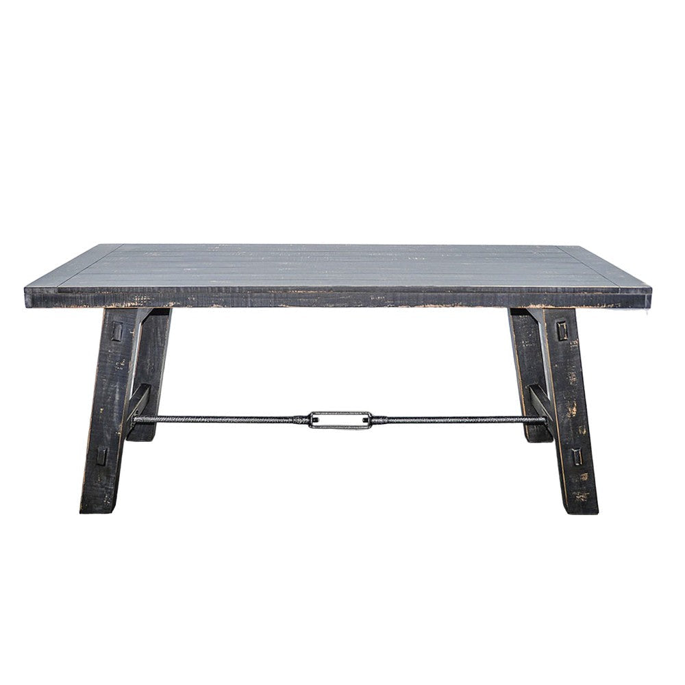 Rena Dining Table with Turnbuckles 74’’ Black Sand Mahogany Wood BM325412