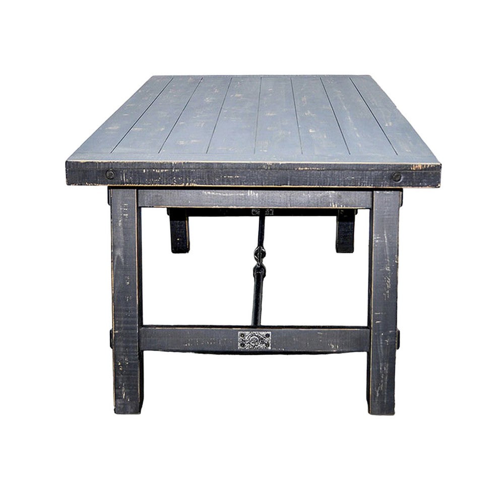 Rena Dining Table with Turnbuckles, 74" Black Sand Mahogany Wood