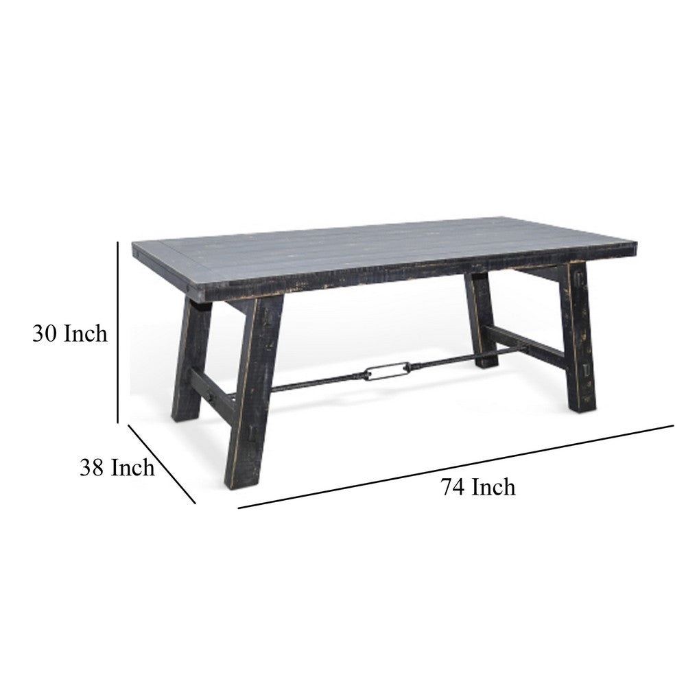 Rena Dining Table with Turnbuckles, 74" Black Sand Mahogany Wood