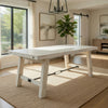 Rena Dining Table with Turnbuckles, 74" Rustic Off-White Mahogany Wood