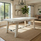 Rena Dining Table with Turnbuckles, 74" Rustic Off-White Mahogany Wood