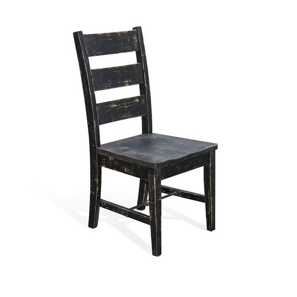 Rena Dining Chair Set of 2 Ladderback and Wood Seat Black Mahogany BM325418