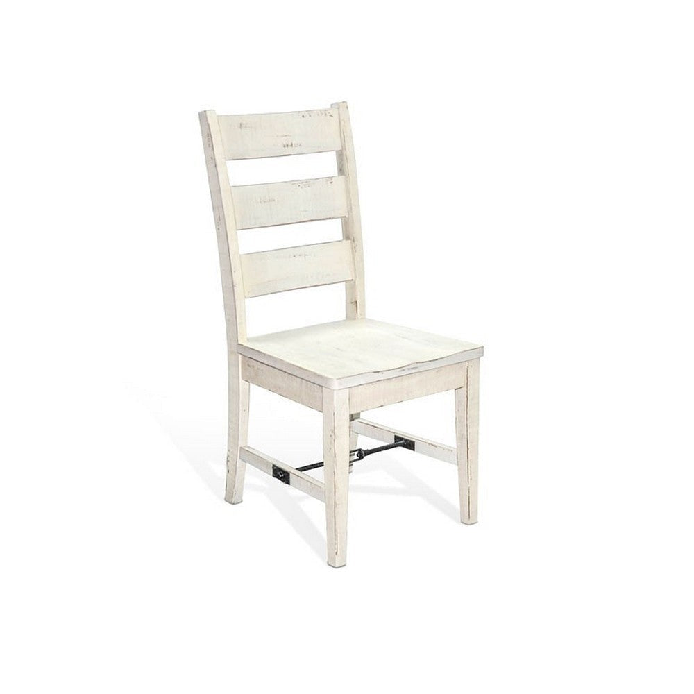 Rena Dining Chair Set of 2 Ladderback Rustic Off-White Mahogany Wood BM325419
