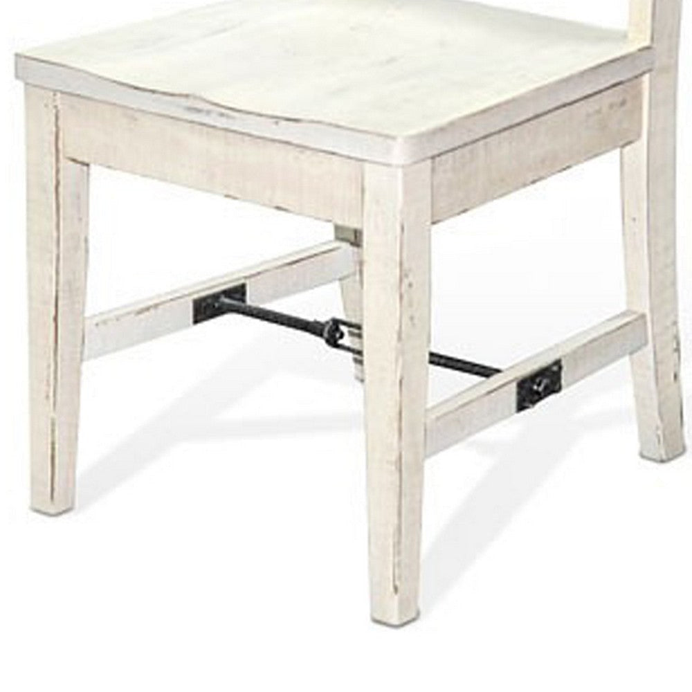 Rena Dining Chair Set of 2 Ladderback Rustic Off-White Mahogany Wood BM325419