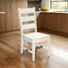 Rena Dining Chair Set of 2, Ladderback, Rustic Off-White Mahogany Wood