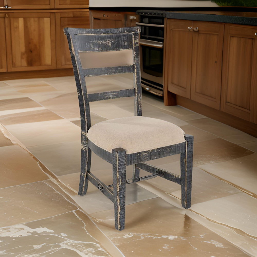 Rena Side Dining Chair Set of 2, Metal Turnbuckle, Black Mahogany Wood