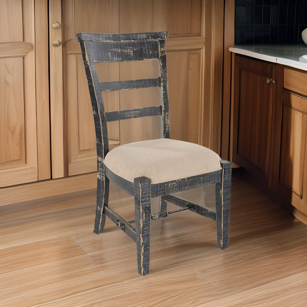 Rena Side Dining Chair Set of 2, Metal Turnbuckle, Black Mahogany Wood