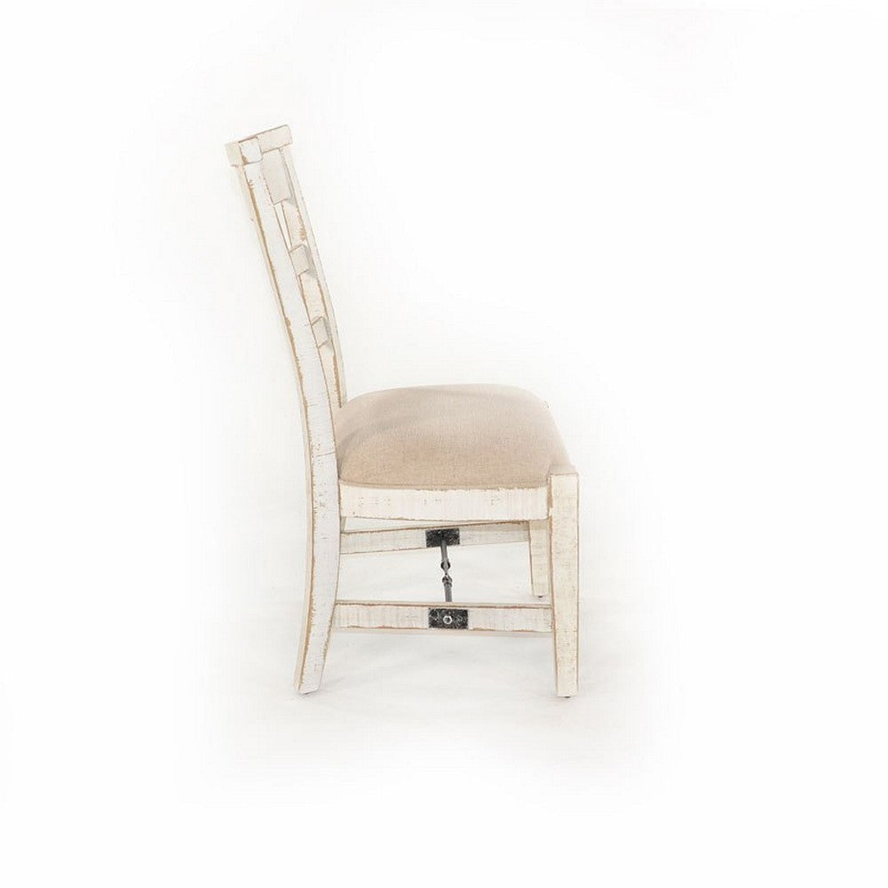 Rena Dining Armchair Set of 2 Metal Turnbuckle White Mahogany Wood BM325421
