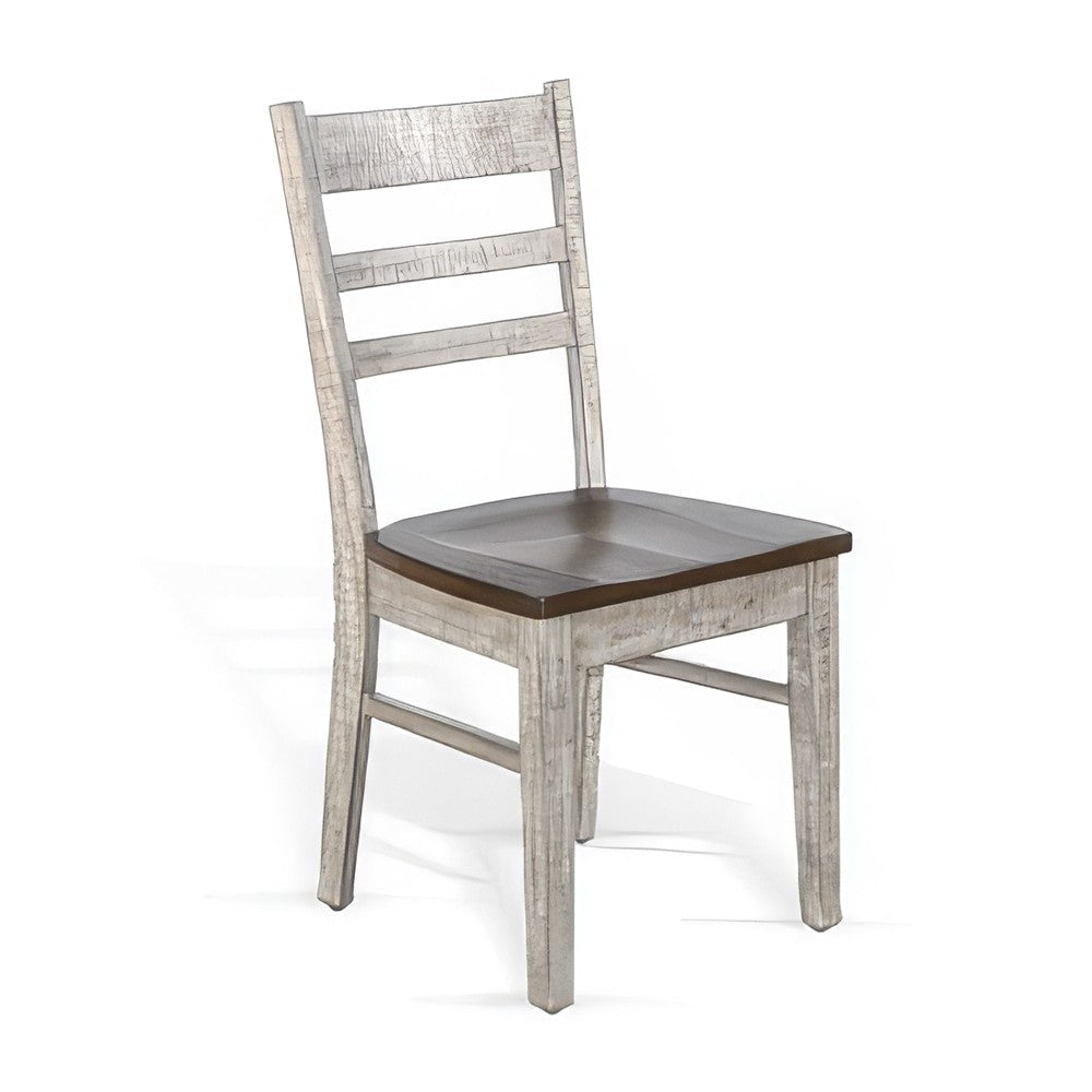 Camie Dining Chair Set of 2, Ladderback Design, Gray Mahogany Wood
