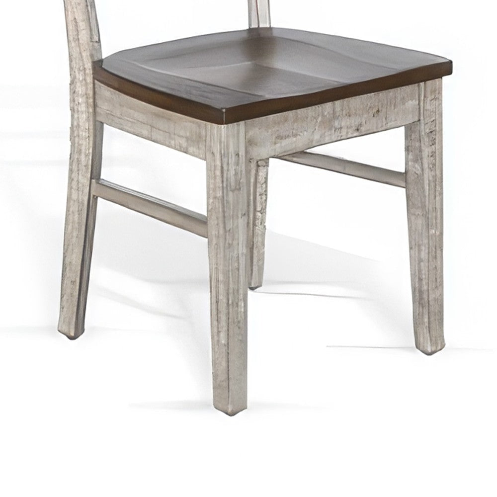 Camie Dining Chair Set of 2 Ladderback Design Gray Mahogany Wood BM325426