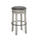 Zeka Swivel Barstool Set of 2, Gray Faux Leather and Mahogany Wood