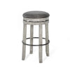 Zeka Swivel Barstool Set of 2 Gray Faux Leather and Mahogany Wood BM325427