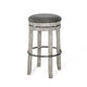 Zeka Swivel Barstool Set of 2 Gray Faux Leather and Mahogany Wood BM325427