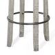 Zeka Swivel Barstool Set of 2 Gray Faux Leather and Mahogany Wood BM325427