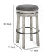 Zeka Swivel Barstool Set of 2 Gray Faux Leather and Mahogany Wood BM325427