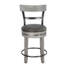 Zeka Swivel Counter Stool Chair Set of 2 Faux Leather Gray Mahogany BM325428
