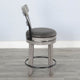 Zeka Swivel Counter Stool Chair Set of 2 Faux Leather Gray Mahogany BM325428