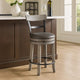 Zeka Swivel Counter Stool Chair Set of 2, Faux Leather, Gray Mahogany