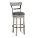 Zeka Swivel Barstool Chair Set of 2, Faux Leather, Gray Mahogany Wood