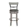 Zeka Swivel Barstool Chair Set of 2 Faux Leather Gray Mahogany Wood BM325429