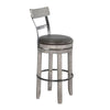 Zeka Swivel Barstool Chair Set of 2 Faux Leather Gray Mahogany Wood BM325429