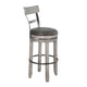 Zeka Swivel Barstool Chair Set of 2 Faux Leather Gray Mahogany Wood BM325429
