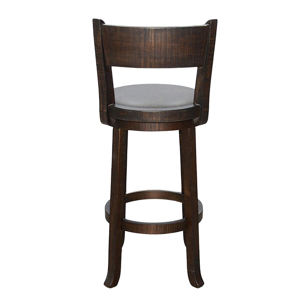 Flint Swivel Barstool Chair Set of 2 Faux Leather Brown Mahogany BM325431