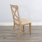 Rena Dining Chair Set of 2 X-Back Design White Beige Mahogany Wood BM325432