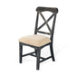 Rena Dining Chair Set of 2 X-Back Design White Black Mahogany Wood BM325433