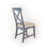 Rena Dining Chair Set of 2 X-Back Design White Blue Mahogany Wood BM325434