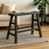 Rena Counter Height Bench, 33" Rustic Style Black Mahogany Wood Frame