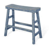 Rena Bar Height Bench | Trestle Legs with Footrests | 33’’ Wide Rustic Ocean Blue Mahogany Wood BM325441