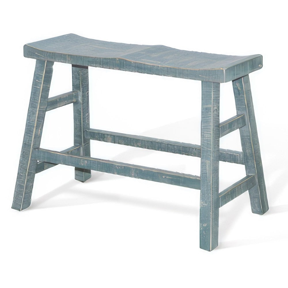 Rena Counter Height Bench 33’’ Seagrass Green Mahogany Wood Frame