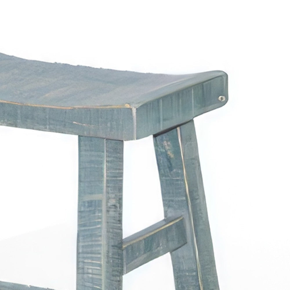 Rena Counter Height Bench 33’’ Seagrass Green Mahogany Wood Frame