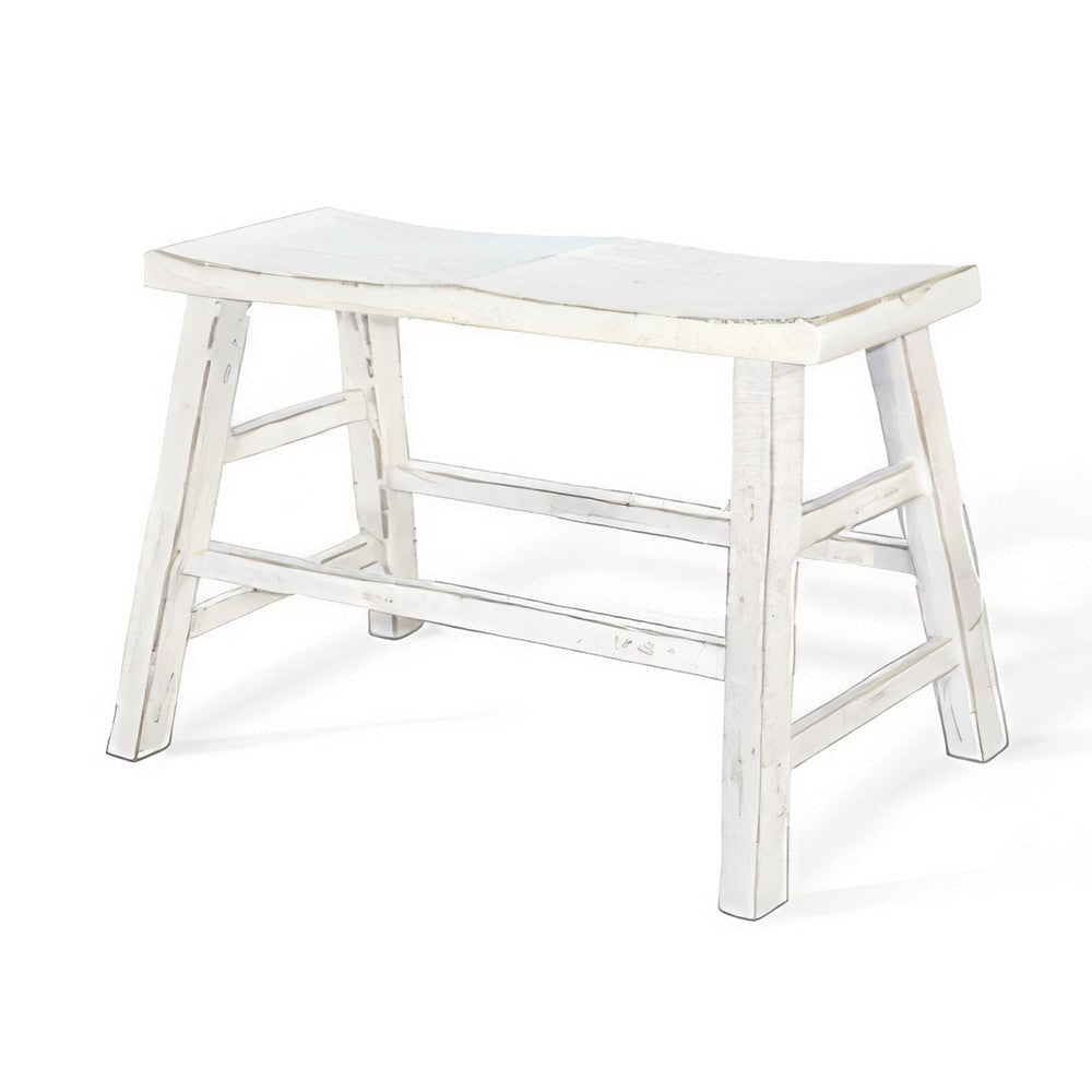 Rena Counter Height Bench | Trestle Legs with Footrests | 33’’ Wide White Sand Mahogany Wood BM325444