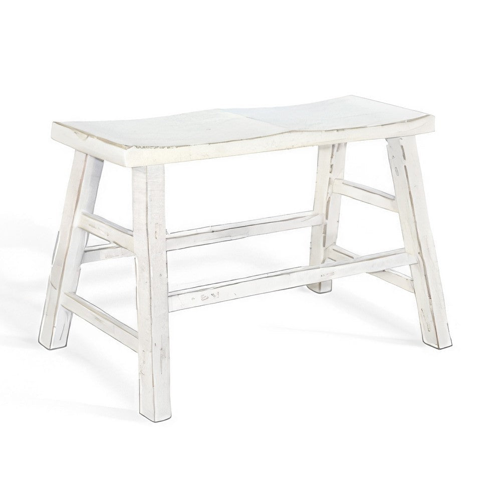 Rena Counter Height Bench | Trestle Legs with Footrests | 33’’ Wide White Sand Mahogany Wood BM325444